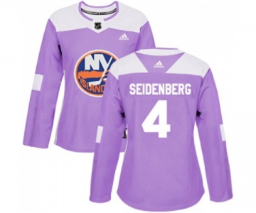 Women Adidas New York Islanders #4 Dennis Seidenberg Authentic Purple Fights Cancer Practice NHL Jersey