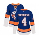 Women Adidas New York Islanders #4 Dennis Seidenberg Authentic Royal Blue Home NHL Jersey