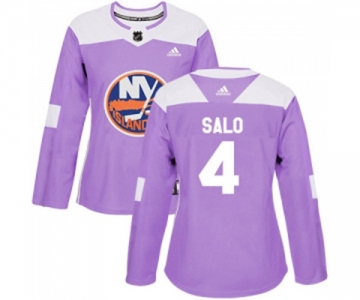 Women Adidas New York Islanders #4 Robin Salo Authentic Purple Fights Cancer Practice NHL Jersey