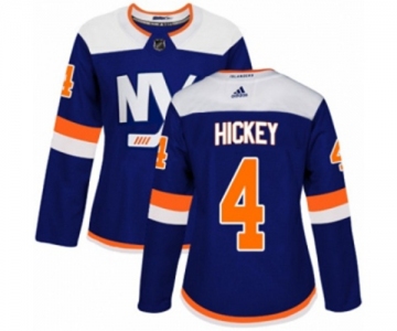 Women Adidas New York Islanders #4 Thomas Hickey Authentic Blue Alternate NHL Jersey