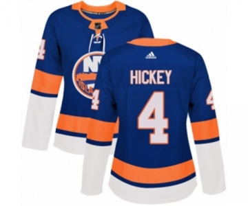 Women Adidas New York Islanders #4 Thomas Hickey Authentic Royal Blue Home NHL Jersey