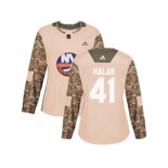 Women Adidas New York Islanders #41 Jaroslav Halak Camo Authentic 2017 Veterans Day Stitched NHL Jersey