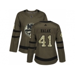 Women Adidas New York Islanders #41 Jaroslav Halak Green Salute to Service Stitched NHL Jersey