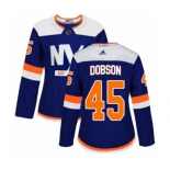 Women Adidas New York Islanders #45 Noah Dobson Authentic Blue Alternate NHL Jersey