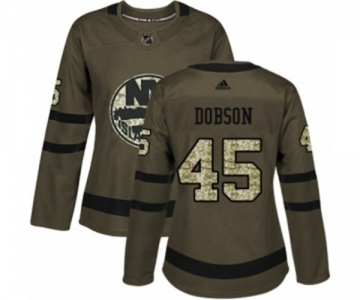 Women Adidas New York Islanders #45 Noah Dobson Authentic Green Salute to Service NHL Jersey