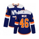 Women Adidas New York Islanders #46 Bode Wilde Authentic Blue Alternate NHL Jersey