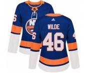 Women Adidas New York Islanders #46 Bode Wilde Premier Royal Blue Home NHL Jersey