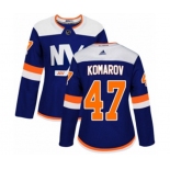 Women Adidas New York Islanders #47 Leo Komarov Authentic Blue Alternate NHL Jersey