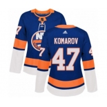 Women Adidas New York Islanders #47 Leo Komarov Authentic Royal Blue Home NHL Jersey