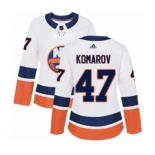 Women Adidas New York Islanders #47 Leo Komarov Authentic White Away NHL Jersey