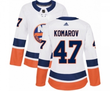 Women Adidas New York Islanders #47 Leo Komarov Authentic White Away NHL Jersey