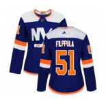 Women Adidas New York Islanders #51 Valtteri Filppula Authentic Blue Alternate NHL Jersey