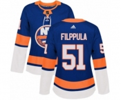 Women Adidas New York Islanders #51 Valtteri Filppula Authentic Royal Blue Home NHL Jersey