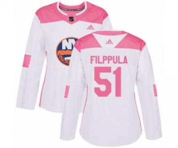 Women Adidas New York Islanders #51 Valtteri Filppula Authentic White Pink Fashion NHL Jersey