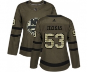 Women Adidas New York Islanders #53 Casey Cizikas Authentic Green Salute to Service NHL Jersey