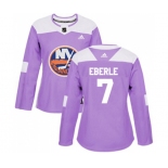 Women Adidas New York Islanders #7 Jordan Eberle Authentic Purple Fights Cancer Practice NHL Jersey