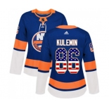 Women Adidas New York Islanders #86 Nikolay Kulemin Authentic Royal Blue USA Flag Fashion NHL Jersey