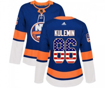 Women Adidas New York Islanders #86 Nikolay Kulemin Authentic Royal Blue USA Flag Fashion NHL Jersey