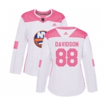 Women Adidas New York Islanders #88 Brandon Davidson Authentic White Pink Fashion NHL Jersey