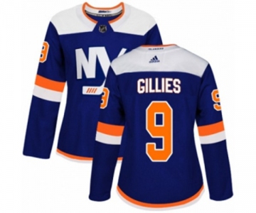 Women Adidas New York Islanders #9 Clark Gillies Authentic Blue Alternate NHL Jersey