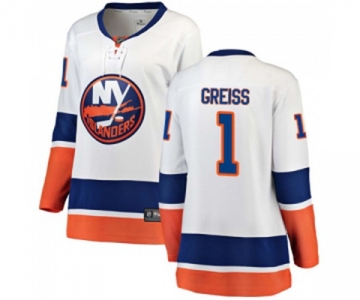 Women New York Islanders #1 Thomas Greiss Fanatics Branded White Away Breakaway NHL Jersey