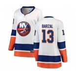 Women New York Islanders #13 Mathew Barzal Fanatics Branded White Away Breakaway NHL Jersey