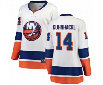 Women New York Islanders #14 Tom Kuhnhackl Fanatics Branded White Away Breakaway NHL Jersey