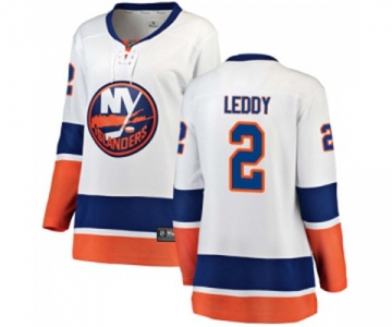 Women New York Islanders #2 Nick Leddy Fanatics Branded White Away Breakaway NHL Jersey