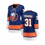 Women New York Islanders #31 Dustin Tokarski Fanatics Branded Royal Blue Home Breakaway NHL Jersey