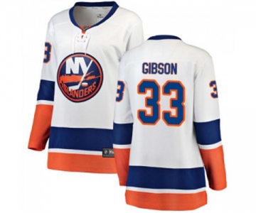 Women New York Islanders #33 Christopher Gibson Fanatics Branded White Away Breakaway NHL Jersey