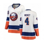 Women New York Islanders #4 Thomas Hickey Fanatics Branded White Away Breakaway NHL Jersey