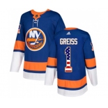 Youth Adidas New York Islanders #1 Thomas Greiss Authentic Royal Blue USA Flag Fashion NHL Jersey