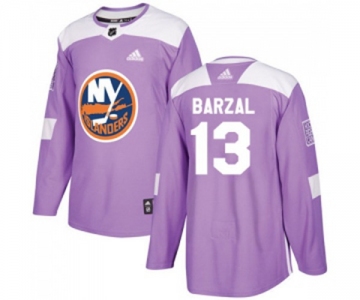 Youth Adidas New York Islanders #13 Mathew Barzal Authentic Purple Fights Cancer Practice NHL Jersey