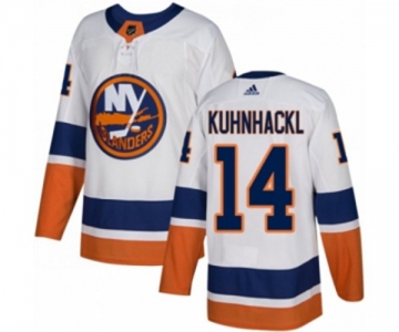 Youth Adidas New York Islanders #14 Tom Kuhnhackl Authentic White Away NHL Jersey