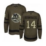 Youth Adidas New York Islanders #14 Tom Kuhnhackl Premier Green Salute to Service NHL Jersey