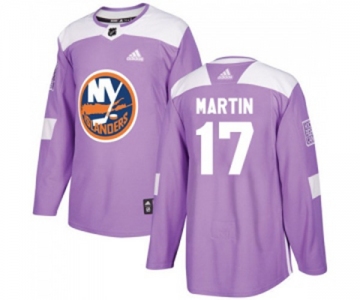 Youth Adidas New York Islanders #17 Matt Martin Authentic Purple Fights Cancer Practice NHL Jersey