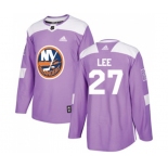 Youth Adidas New York Islanders #27 Anders Lee Authentic Purple Fights Cancer Practice NHL Jersey