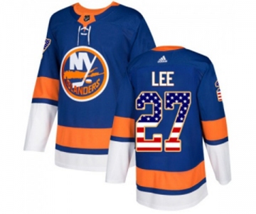 Youth Adidas New York Islanders #27 Anders Lee Authentic Royal Blue USA Flag Fashion NHL Jersey