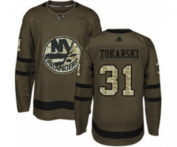 Youth Adidas New York Islanders #31 Dustin Tokarski Authentic Green Salute to Service NHL Jersey