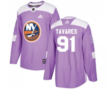 Youth Adidas New York Islanders #91 John Tavares Authentic Purple Fights Cancer Practice NHL Jersey