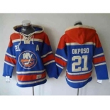 nhl jerseys new york islanders #21 okposo blue-red[pullover hooded sweatshirt][patch A]