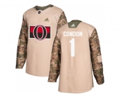 Men Adidas Ottawa Senators #1 Mike Condon Camo Authentic 2017 Veterans Day Stitched NHL Jersey