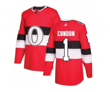 Men Adidas Ottawa Senators #1 Mike Condon Red Authentic 2017 100 Classic Stitched NHL Jersey