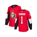 Men Adidas Ottawa Senators #1 Mike Condon Red Home Authentic Stitched NHL Jersey