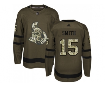 Men Adidas Ottawa Senators #15 Zack Smith Green Salute to Service Stitched NHL Jersey