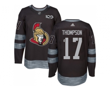 Men Adidas Ottawa Senators #17 Nate Thompson Black 1917-2017 100th Anniversary Stitched NHL Jersey