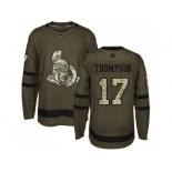 Men Adidas Ottawa Senators #17 Nate Thompson Green Salute to Service Stitched NHL Jerse