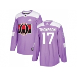 Men Adidas Ottawa Senators #17 Nate Thompson Purple Authentic Fights Cancer Stitched NHL Jersey