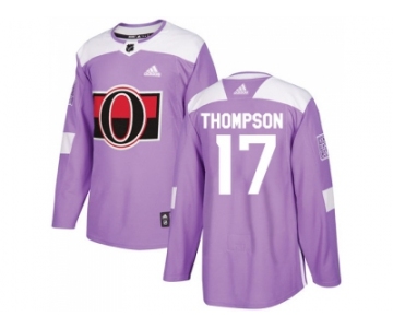 Men Adidas Ottawa Senators #17 Nate Thompson Purple Authentic Fights Cancer Stitched NHL Jersey