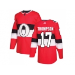 Men Adidas Ottawa Senators #17 Nate Thompson Red Authentic 2017 100 Classic Stitched NHL Jersey